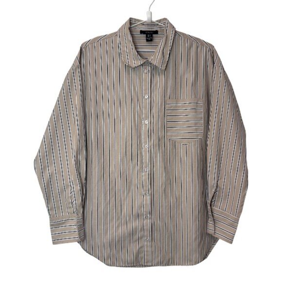 Forever 21 striped button up shirt and pull-on shorts set women's size L - Picture 3 of 13